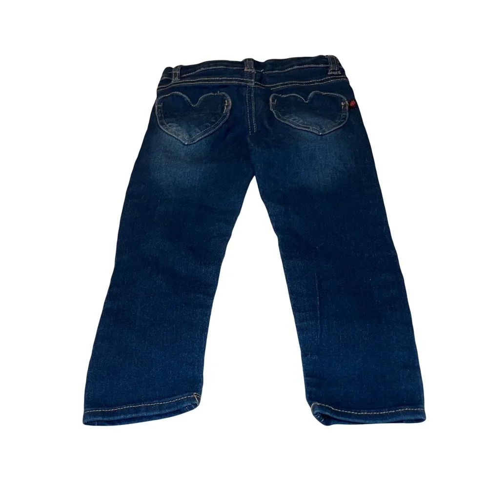 Delias Girl Size 4 Kids Skinny Jeans Blue Denim Indigo Wash With Heart Pockets